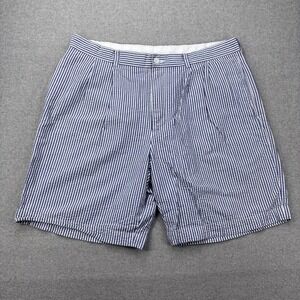 Brooks Brothers Seersucker Shorts Mens 36 Blue Double Pleated Preppy Ivy
